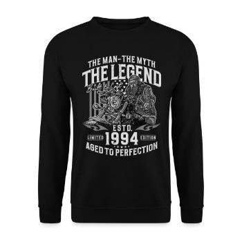 1994 Vintage Man Myth Legend Biker Motorcycle - Unisex Sweatshirt - black - Front - Alina (178cm) & Michal (187cm)