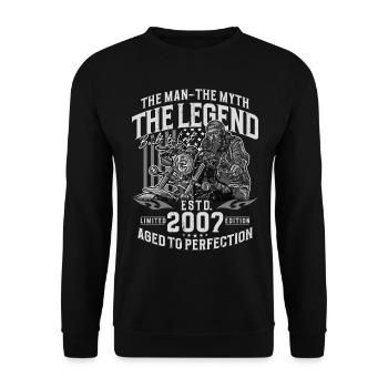 2007 Vintage Man Myth Legend Moto Motard - Sweat-shirt Unisexe - noir - Devant - Alina (178cm) & Michal (187cm)