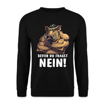 Wildschwein Bevor du fragst Nein Wildnis Wald - Unisex Pullover - Schwarz - Vorne - Alina (178cm) & Michal (187cm)