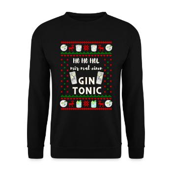Ugly Christmas Gin Weihnachten - Unisex Pullover - Schwarz - Vorne - Alina (178cm) & Michal (187cm)