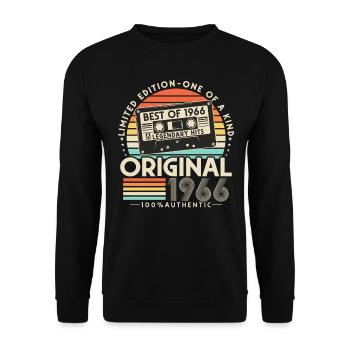 1966 Vintage Vintage Rétro Cadeau d’anniversaire - Sweat-shirt Unisexe - noir - Devant - Alina (178cm) & Michal (187cm)