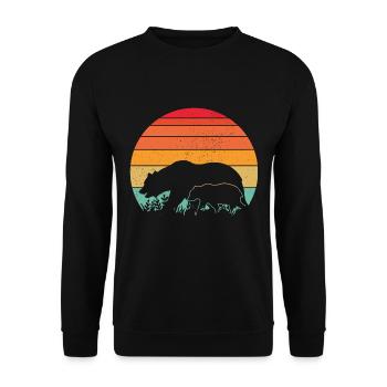 PAPA OURS - Unisex Pullover - Schwarz - Vorne - Alina (178cm) & Michal (187cm)