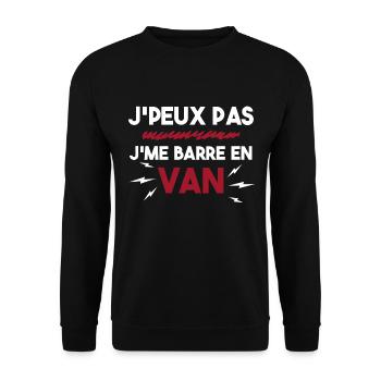 J'peux Pas J'me Barre en Van Cadeau Anniversaire - Sweat-shirt Unisexe - noir - Devant - Alina (178cm) & Michal (187cm)