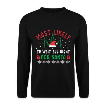 Les plus susceptibles d’attendre toute la nuit pour le Père Noël - Sweat-shirt Unisexe - noir - Devant - Alina (178cm) & Michal (187cm)
