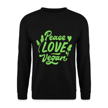 Peace Love Vegan - Sweat-shirt Unisexe - noir - Devant - Alina (178cm) & Michal (187cm)