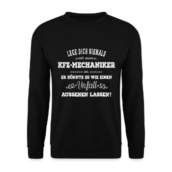 KFZ Mechaniker - white - Unisex Pullover - Schwarz - Vorne - Alina (178cm) & Michal (187cm)