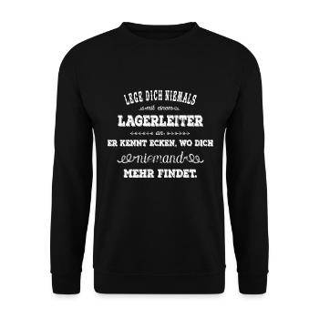 Lagerleiter - white - Unisex Pullover - Schwarz - Vorne - Alina (178cm) & Michal (187cm)