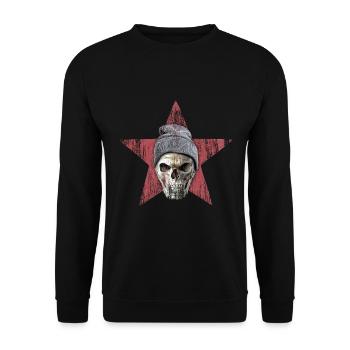 crâne et étoile rouge - Sweat-shirt Unisexe - noir - Devant - Alina (178cm) & Michal (187cm)