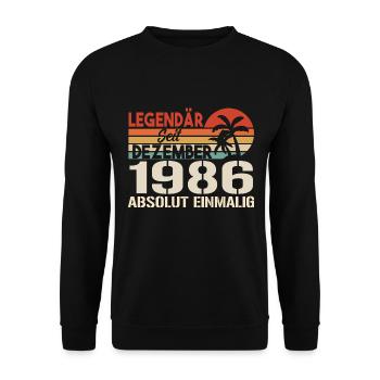Legendär Seit Dezember 1986 Absolut Einmalig 1986 - Unisex Pullover - Schwarz - Vorne - Alina (178cm) & Michal (187cm)