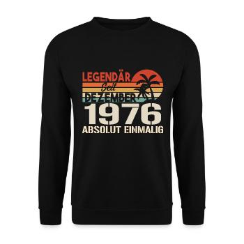 Legendär Seit Dezember 1976 Absolut Einmalig 1976 - Unisex Pullover - Schwarz - Vorne - Alina (178cm) & Michal (187cm)
