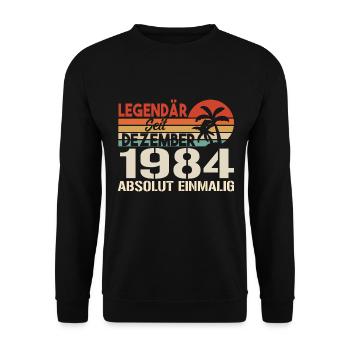 Legendär Seit Dezember 1984 Absolut Einmalig 1984 - Unisex Pullover - Schwarz - Vorne - Alina (178cm) & Michal (187cm)