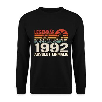 Legendär Seit Dezember 1992 Absolut Einmalig 1992 - Unisex Pullover - Schwarz - Vorne - Alina (178cm) & Michal (187cm)