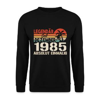 Legendär Seit Dezember 1985 Absolut Einmalig 1985 - Unisex Pullover - Schwarz - Vorne - Alina (178cm) & Michal (187cm)