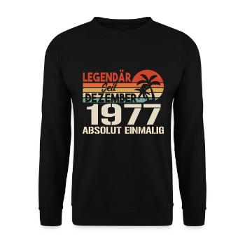 Legendär Seit Dezember 1977 Absolut Einmalig 1977 - Unisex Pullover - Schwarz - Vorne - Alina (178cm) & Michal (187cm)