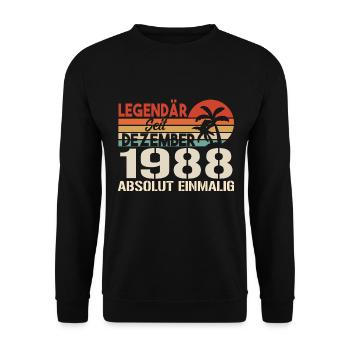 Legendär Seit Dezember 1988 Absolut Einmalig 1988 - Unisex Pullover - Schwarz - Vorne - Alina (178cm) & Michal (187cm)