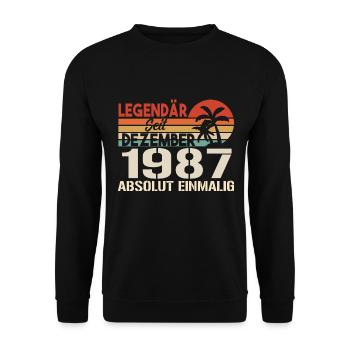 Legendär Seit Dezember 1987 Absolut Einmalig 1987 - Unisex Pullover - Schwarz - Vorne - Alina (178cm) & Michal (187cm)