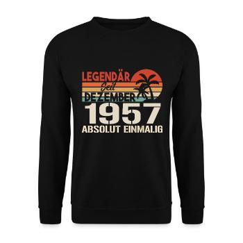 Legendär Seit Dezember 1957 Absolut Einmalig 1957 - Unisex Pullover - Schwarz - Vorne - Alina (178cm) & Michal (187cm)