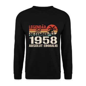 Legendär Seit Dezember 1958 Absolut Einmalig 1958 - Unisex Pullover - Schwarz - Vorne - Alina (178cm) & Michal (187cm)