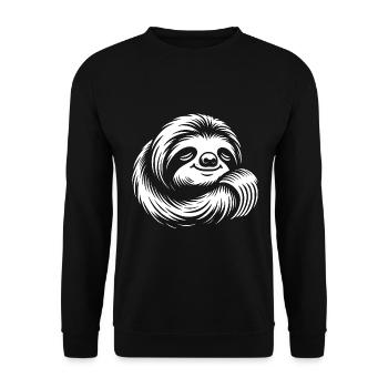 Süßes schläfriges Faultier immer mit der Ruhe - Unisex Pullover - Schwarz - Vorne - Alina (178cm) & Michal (187cm)