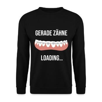 Zahnspange Gerade Zähne Loading Kieferorthopäde - Unisex Pullover - Schwarz - Vorne - Alina (178cm) & Michal (187cm)