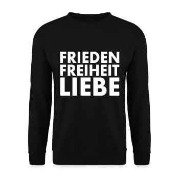Frieden freiheit liebe - Unisex Pullover - Schwarz - Vorne - Alina (178cm) & Michal (187cm)