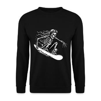 Skeleton Riding Snowboard in Snow Snowboarder Fun - Unisex Sweatshirt - black - Front - Alina (178cm) & Michal (187cm)