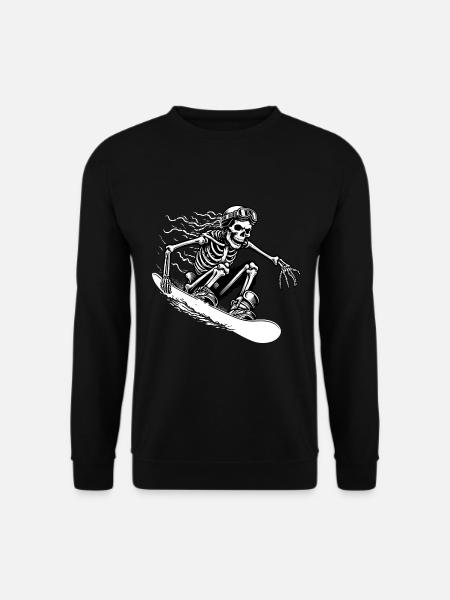 Skelett fährt Snowboard im Schnee Snowboarder Fun - Unisex Pullover - Schwarz