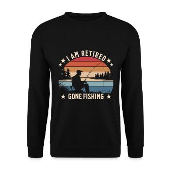 I Am Retired – Gone Fishing Vintage Sunset Design - Unisex Sweatshirt - black - Front - Alina (178cm) & Michal (187cm)