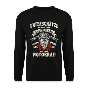 ALTER MANN - MOTORRAD - BIKER - ROCKER - GESCHENK - Unisex Pullover - Schwarz - Vorne - Alina (178cm) & Michal (187cm)