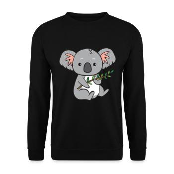 Koala - with branch - Unisex Sweatshirt - black - Front - Alina (178cm) & Michal (187cm)