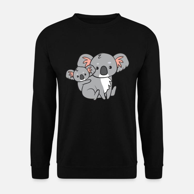 Koala - Mammi mit Kind auf Rücken - Unisex Pullover - Schwarz