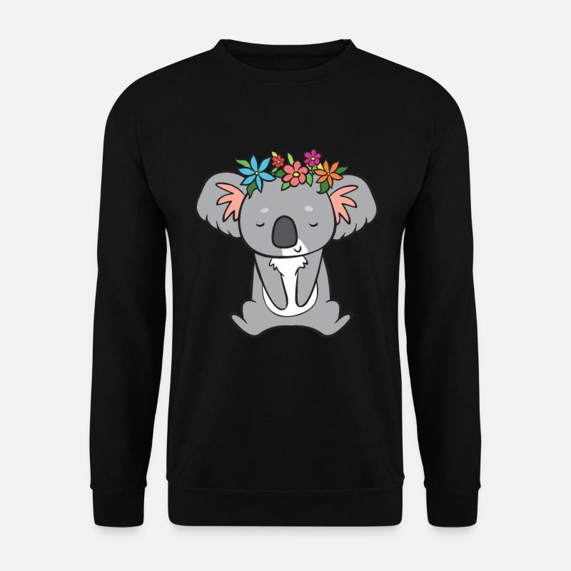 Koala - with flowers - Unisex Sweatshirt - black