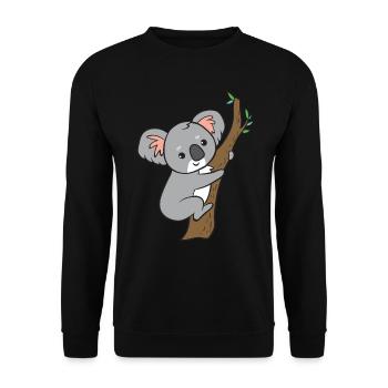 Koala - auf Baum - Unisex Pullover - Schwarz - Vorne - Alina (178cm) & Michal (187cm)