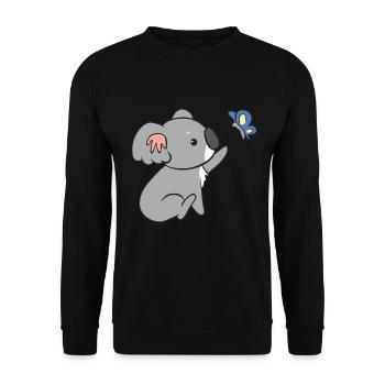 Koala - mit Schmetterling - Unisex Pullover - Schwarz - Vorne - Alina (178cm) & Michal (187cm)