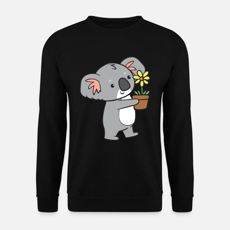 Koala - mit Blume - Unisex Pullover - Schwarz