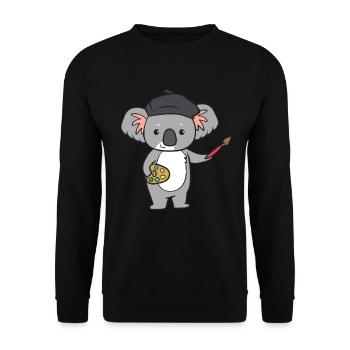 Koala - mit Pinsel und Farbe - Unisex Pullover - Schwarz - Vorne - Alina (178cm) & Michal (187cm)