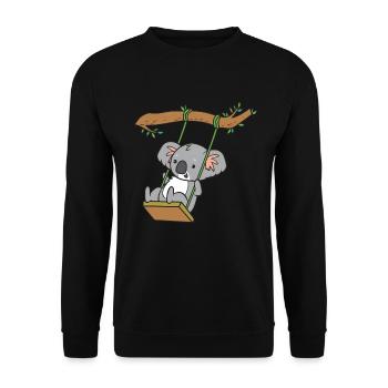 Koala - auf Schaukel - Unisex Pullover - Schwarz - Vorne - Alina (178cm) & Michal (187cm)