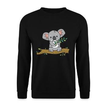 Koala - with eucalyptus on tree - Unisex Sweatshirt - black - Front - Alina (178cm) & Michal (187cm)