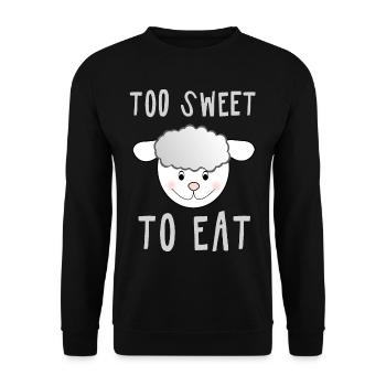 Sheep - TOO SWEET TO EAT - vegan fun4m3animal - Unisex Sweatshirt - black - Front - Alina (178cm) & Michal (187cm)