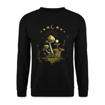 Moon Phase Goblincore, Cottagecore Mushrooms Spiritual - Unisex Sweatshirt - black - Front - Alina (178cm) & Michal (187cm)