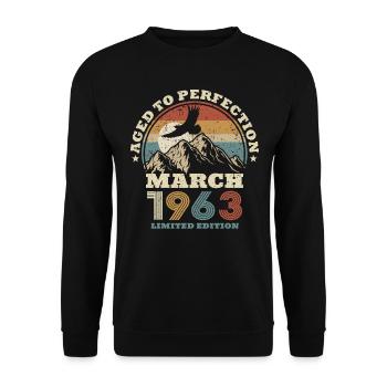 60th birthday - March 1963 - 60 years old - Unisex Sweatshirt - black - Front - Alina (178cm) & Michal (187cm)