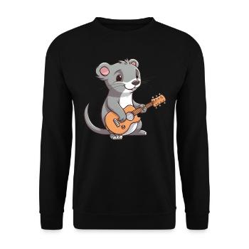 Cute mongoose playing guitar - Unisex Sweatshirt - black - Front - Alina (178cm) & Michal (187cm)
