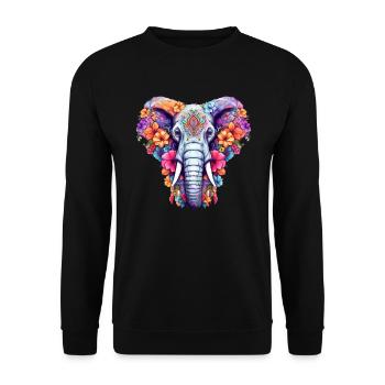 Elephant colorful - Unisex Sweatshirt - black - Front - Alina (178cm) & Michal (187cm)