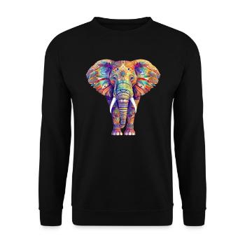 Elephant colorful - Unisex Sweatshirt - black - Front - Alina (178cm) & Michal (187cm)