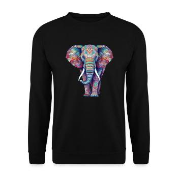 Elephant colorful - Unisex Sweatshirt - black - Front - Alina (178cm) & Michal (187cm)