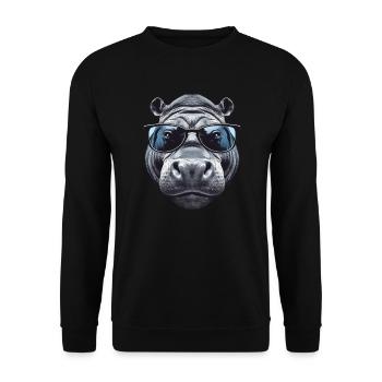 Nilpferd mit Sonnenbrille - Unisex Pullover - Schwarz - Vorne - Alina (178cm) & Michal (187cm)