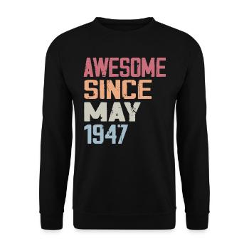 Mai 1947 Geburtstag 1947 Retro 1947 Mai Jahrgang - Unisex Pullover - Schwarz - Vorne - Alina (178cm) & Michal (187cm)