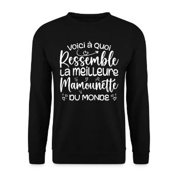 Cadeau Meilleure Mamounette - Cadeau Mamounette - Sweat-shirt Unisexe - noir - Devant - Alina (178cm) & Michal (187cm)