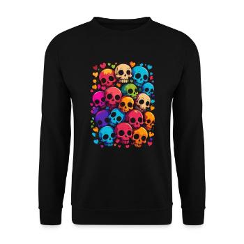 Vibrant Skulls of Love - Unisex Sweatshirt - black - Front - Alina (178cm) & Michal (187cm)