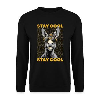 Stay Cool Donkey with Sunglasses - Unisex Sweatshirt - black - Front - Alina (178cm) & Michal (187cm)
